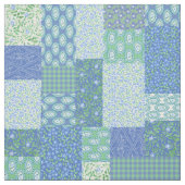 Blaues Singrün BlumenBoho Imitat-Patchwork-Muster Stoff (Muster)