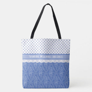 Blaues Singrün-Muster, Imitat-Spitze, Polka-Punkt Tasche