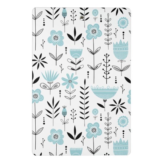 Blaues skandinavisches Blumenmuster Custom Mini Klemmbrett (Rückseite)