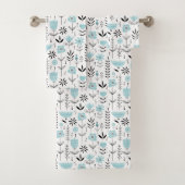 Blaues skandinavisches Muster Badhandtuch Set (Insitu)