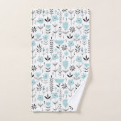 Blaues skandinavisches Muster Badhandtuch Set (Handtuch)