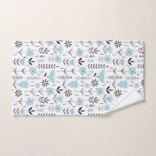 Blaues skandinavisches Muster Badhandtuch Set (Handtuch)