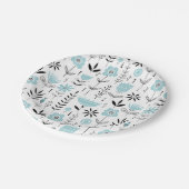 Blaues skandinavisches Muster Pappteller (Schrägansicht)