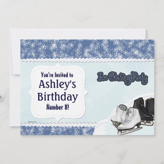 Blaues Skate Party Einladung (Vorderseite)