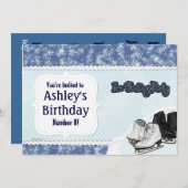 Blaues Skate Party Einladung (Vorne/Hinten)