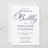 Blaues Skript-Brunch und Bubbly-Brautparty Einladung (Vorderseite)