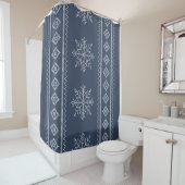 Blaues Snowflake Weihnachtsdesign Duschvorhang (Beispiel)