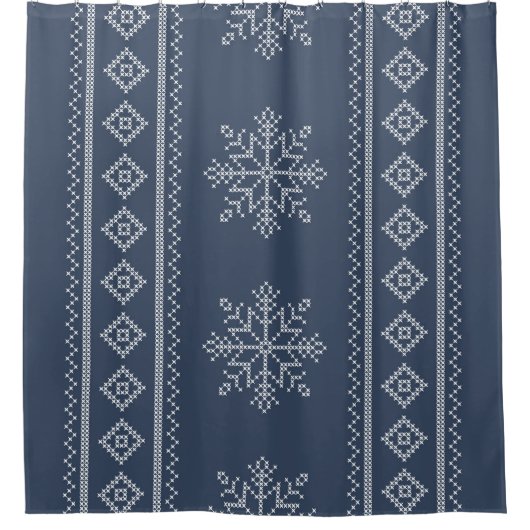Blaues Snowflake Weihnachtsdesign Duschvorhang (Vorderseite)