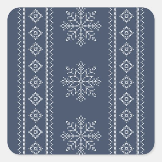 Blaues Snowflake Weihnachtsdesign Quadratischer Aufkleber (Vorderseite)