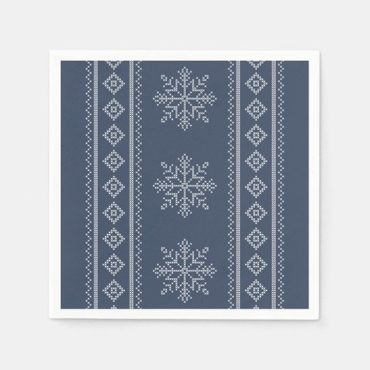 Blaues Snowflake Weihnachtsdesign Serviette (Vorderseite)