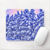Blaues Snowscape, Nadelbaum, Co Mousepad (Mit Mouse)