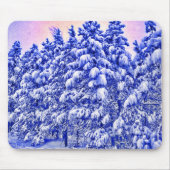 Blaues Snowscape, Nadelbaum, Co Mousepad (Vorne)