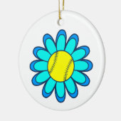 Blaues Softball-Mädchen Keramik Ornament (Links)