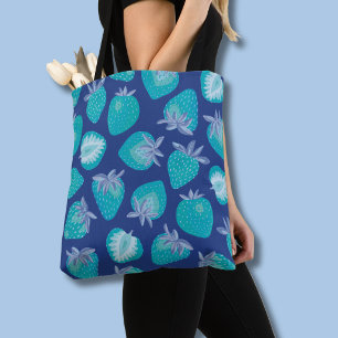 Blaues Sommer-Erdbeer-Muster Tasche