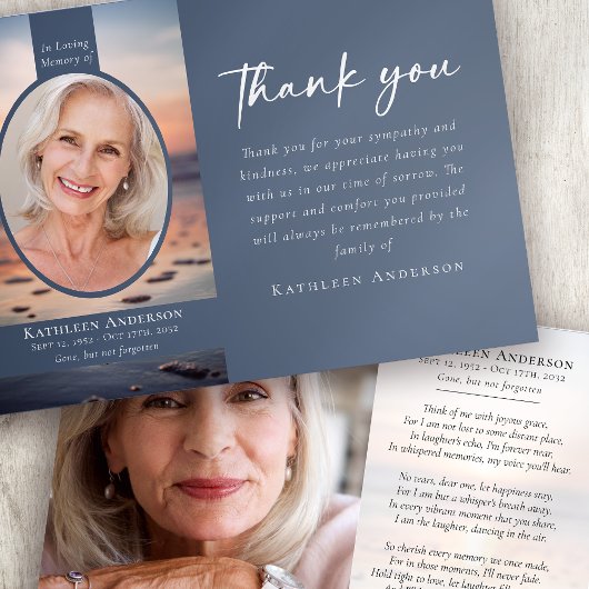 Blaues Sonnenaufgang Foto Beerdigung Memorial Dankeskarte