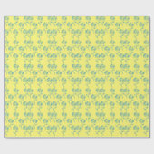 Blaues Sonnenblumenmuster Geschenkpapier (Flach)