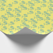 Blaues Sonnenblumenmuster Geschenkpapier (Ecke)