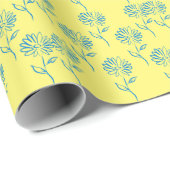 Blaues Sonnenblumenmuster Geschenkpapier (Rolleneckpunkt)