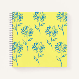 Blaues Sonnenblumenmuster Notizblock