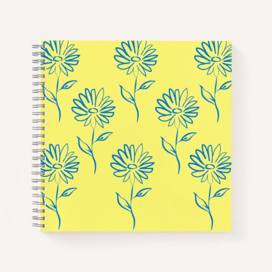 Blaues Sonnenblumenmuster Notizblock (Vorderseite)