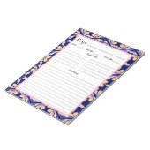 Blaues Spanisches Mittelmeer Zeltmuster Rezept Notizblock (angewinkelt)