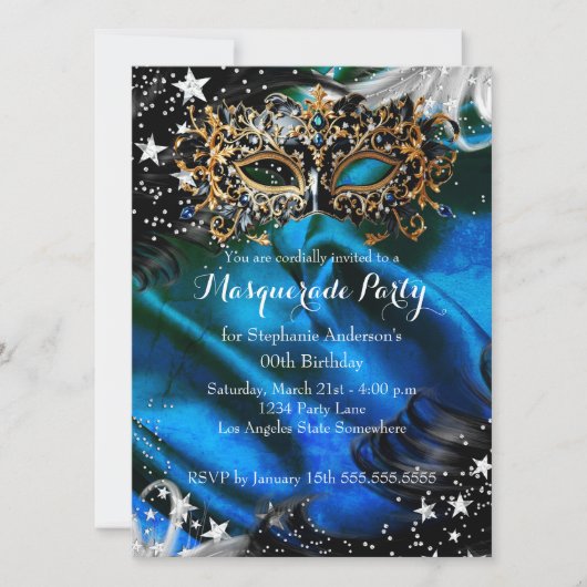 Blaues Sparkle Magisches Party Einladung (Vorderseite)
