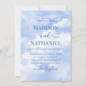 Blaues Sparkle Wolken Dreamy Elegante Hochzeit Einladung (Vorderseite)