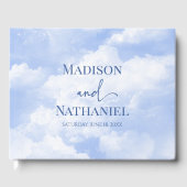 Blaues Sparkle Wolken Dreamy Elegante Hochzeit Gästebuch (Vorderseite)