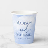 Blaues Sparkle Wolken Dreamy Elegante Hochzeit Pappbecher (Rückseite)