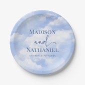 Blaues Sparkle Wolken Dreamy Elegante Hochzeit Pappteller (Vorderseite)