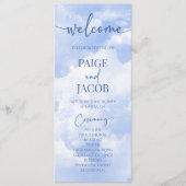 Blaues Sparkle Wolken Dreamy Elegante Hochzeit Programm (Vorderseite)