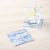 Blaues Sparkle Wolken Dreamy Elegante Hochzeit Rechteckiger Pappuntersetzer (Vor Ort)