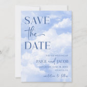 Blaues Sparkle Wolken Dreamy Elegante Hochzeit Save The Date (Vorderseite)