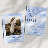 Blaues Sparkle Wolken Dreamy Elegante Hochzeit Save The Date