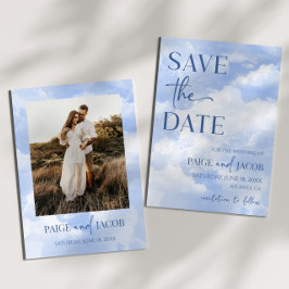 Blaues Sparkle Wolken Dreamy Elegante Hochzeit Save The Date