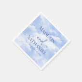 Blaues Sparkle Wolken Dreamy Elegante Hochzeit Serviette (Ecke)