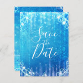 Blaues Sparkling Frosteis Save the Date Ankündigungspostkarte (Vorne/Hinten)