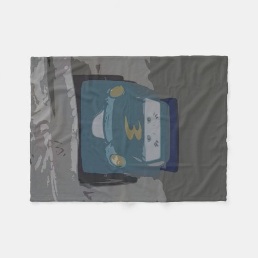 Blaues Spielzeug-Auto Fleecedecke (Vorderseite (Horizontal))
