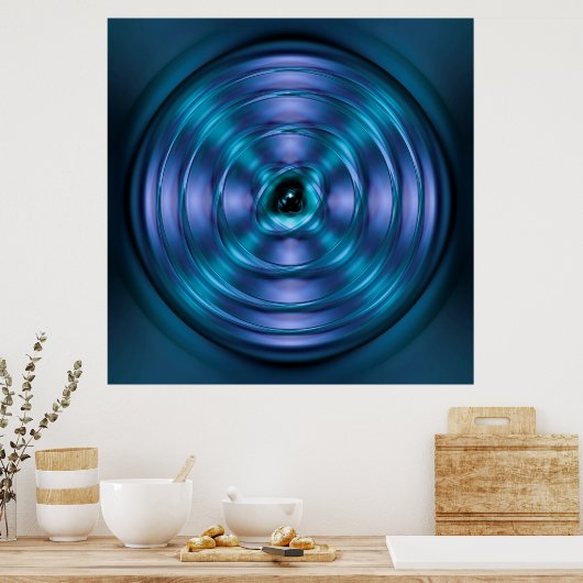 Blaues Spinnatom Poster (Küche)