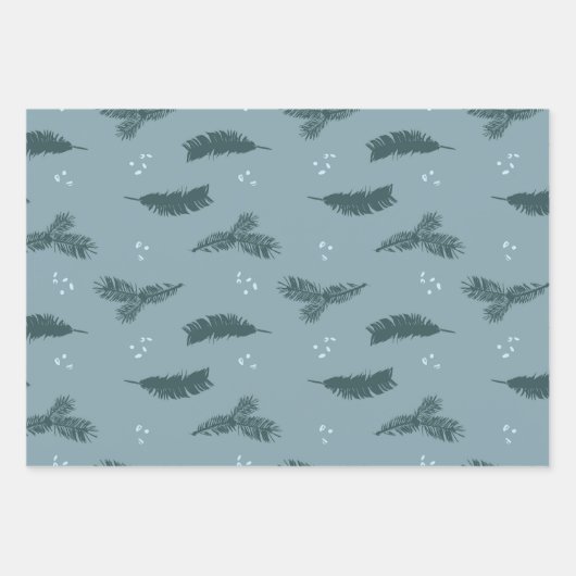 Blaues Spruce Wrapping Paper Flat Sheet Set 3 Geschenkpapier Set (Vorderseite 2)