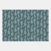 Blaues Spruce Wrapping Paper Flat Sheet Set 3 Geschenkpapier Set (Vorderseite)