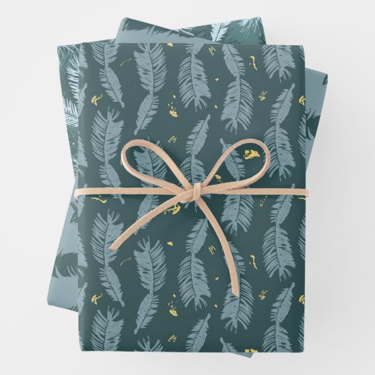 Blaues Spruce Wrapping Paper Flat Sheet Set 3 Geschenkpapier Set (Beispiel)