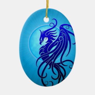 Blaues Stammes- Phoenix Keramikornament