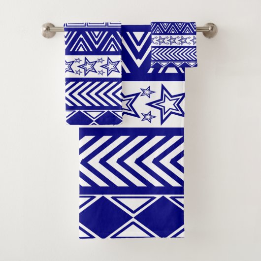 Blaues Stammesdesign Badhandtuch Set (Insitu)