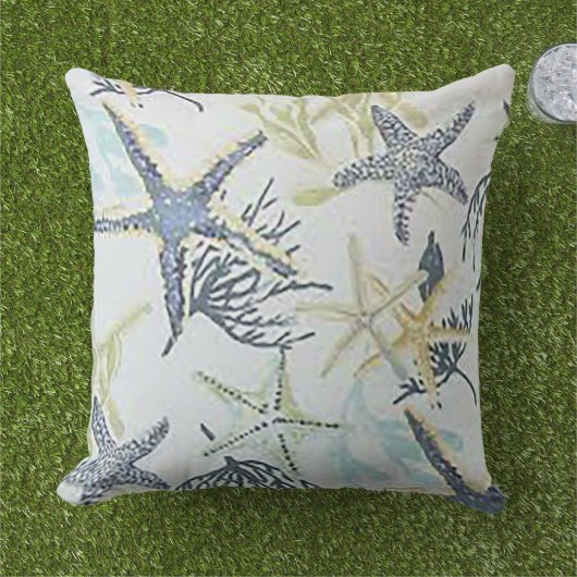 Blaues Starfish dekoratives Kissen (Gras)