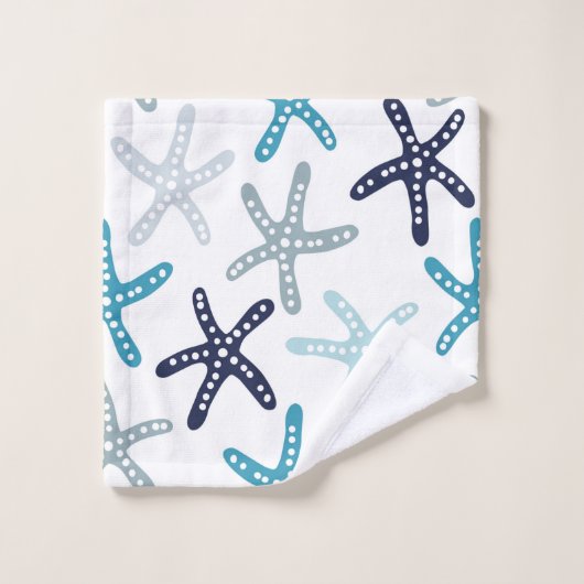 Blaues Starfish-Muster Badhandtuch Set (Waschlappen)