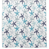 Blaues Starfish-Muster Duschvorhang (Vorderseite)