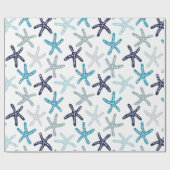 Blaues Starfish-Muster Geschenkpapier (Flach)