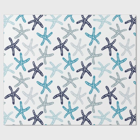 Blaues Starfish-Muster Geschenkpapier (Flach)