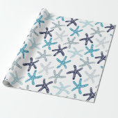 Blaues Starfish-Muster Geschenkpapier (Ungerollt)